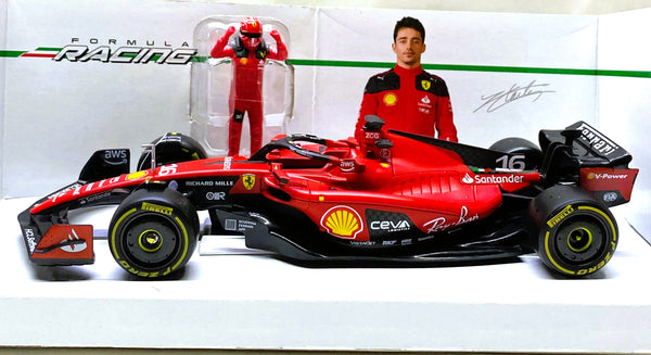 Bburago 2023 F1 Ferrari SF23 Ferrari Racing Team #16 Racing C Leclerc car 1/24 with Figure