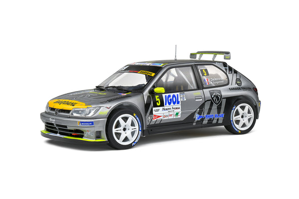 Solido Peugeot 306 no.5 F Delecour / J R Guigonnet Rally Du Mont Blanc- 2021 - Maxi Grey Diecast Car 1/18