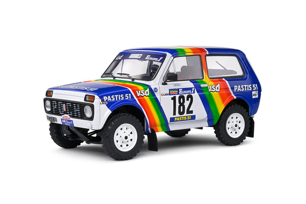 Solido 1984 LADA Niva white Racing car no 182 JABOUILLE and SARDOU Paris Dakar Rally 1/18 scale diecast model car