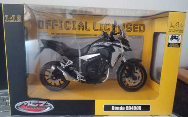 Honda CB400 X bike Diecast model Silver 1/12 scale miniature Bike model by Metal Speed ZONE MSZ