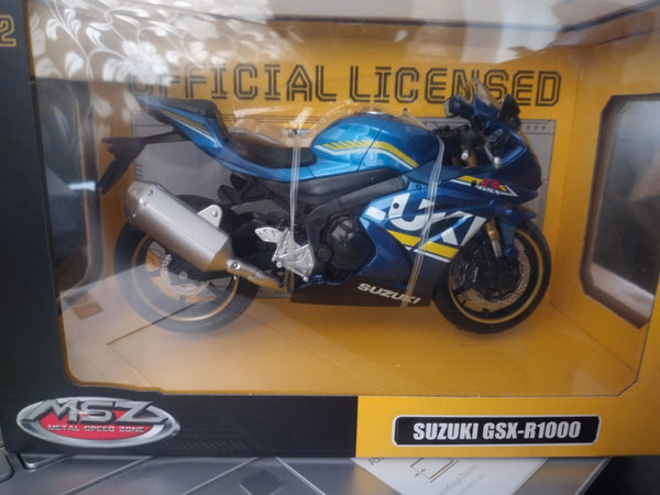 Suzuki GSX-R1000 bike Diecast model blue 1/12 scale miniature Bike model by Metal Speed ZONE MSZ