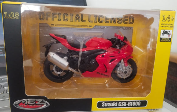 Suzuki GSX-R1000 bike Diecast model red 1/18 scale miniature Bike model by Metal Speed ZONE MSZ