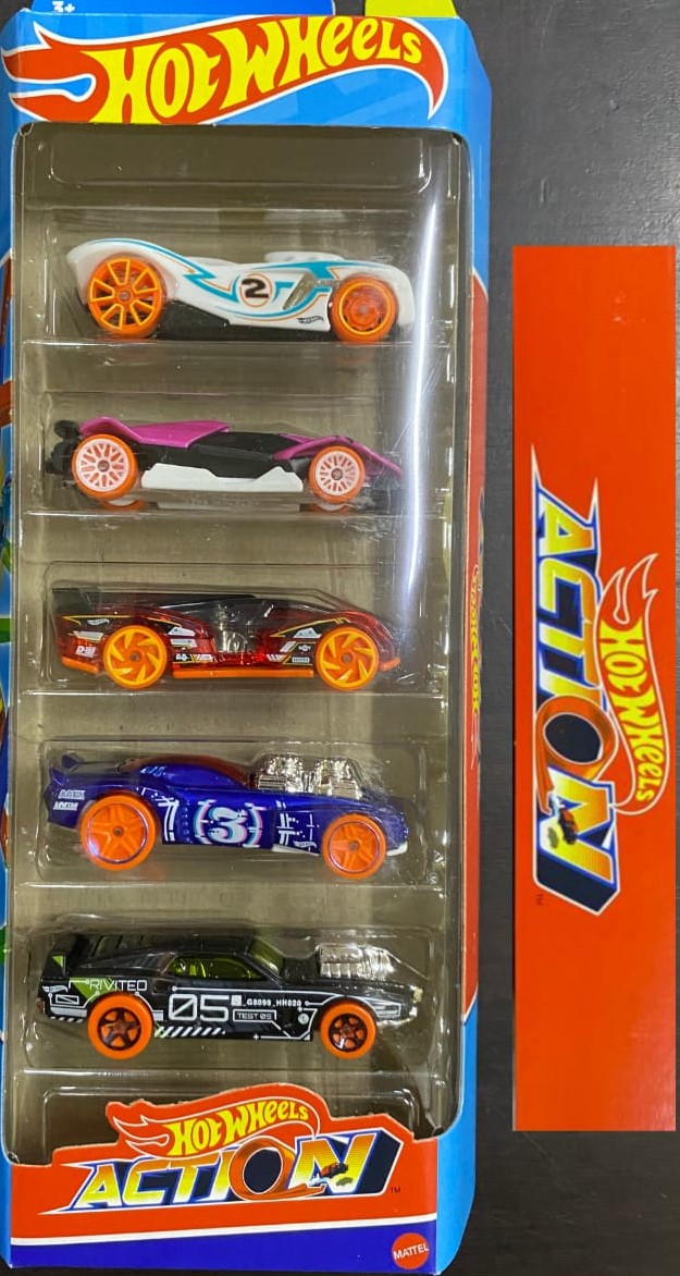 Hot Wheels Cars Set HW ACTION series cars pack of five –